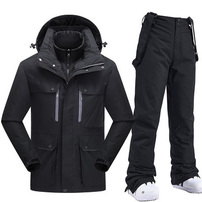 Nouă îmbrăcăminte de munte de zăpadă Costume de snowboard pentru bărbați Costum de schi rezistent la vânt Jachetă și salopete de schi Pantaloni de schi