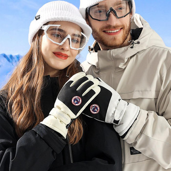 1 чифт мъжки дамски ски ръкавици на открито Ветроустойчиви водоустойчиви неплъзгащи се сензорни екрани Зимни топли ръкавици