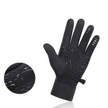 Зима Мъже Жени Ръкавици за ски Сняг Водоустойчиви ръкавици за колоездене Пълни пръсти Спорт на открито Топли поларени ръкавици с джоб с цип