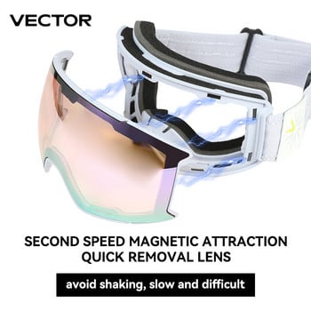 VECTOR Ски очила Мъжки очила за сноуборд Дамски зимни слънчеви очила за сняг на открито UV400 Двуслойни лещи Ски очила против мъгла