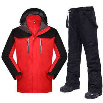 Winter Thicken Warm Ski Suit Ανδρικά αδιάβροχα σετ θερμικών χιονιού για σκι Snowboarding Camping Πεζοπορία μπουφάν και παντελόνι για σκι
