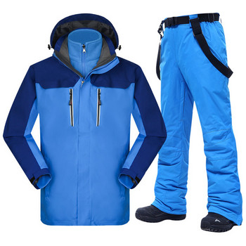 Зимен удебелен топъл ски костюм Мъжки комплекти за открит водоустойчив термален сняг Ски Сноуборд Къмпинг Туризъм Ски яке и панталон