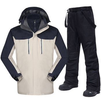 Winter Thicken Warm Ski Suit Ανδρικά αδιάβροχα σετ θερμικών χιονιού για σκι Snowboarding Camping Πεζοπορία μπουφάν και παντελόνι για σκι