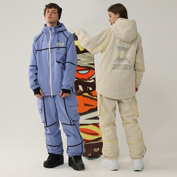 Γυναικείο κοστούμι σκι 2022 Ανδρικό αθλητικό σακάκι για σνόουμπορντ Σετ σκι με ζεστή κουκούλα Αντιανεμικό αδιάβροχο χειμωνιάτικο ρουχισμό παντελόνι χιονιού