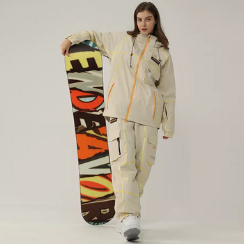 Γυναικείο κοστούμι σκι 2022 Ανδρικό αθλητικό σακάκι για σνόουμπορντ Σετ σκι με ζεστή κουκούλα Αντιανεμικό αδιάβροχο χειμωνιάτικο ρουχισμό παντελόνι χιονιού