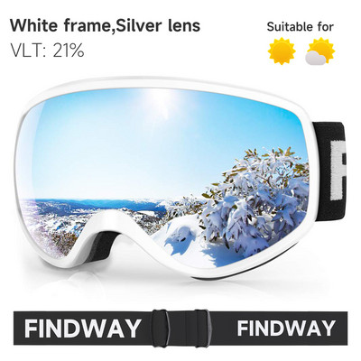 Findway Dječja skijaška maska Anti-Fog UV zaštita Skijaške naočale Skijanje Snowboarding Sportovi za 3-10 djece Kompatibilno sa skijaškom kacigom