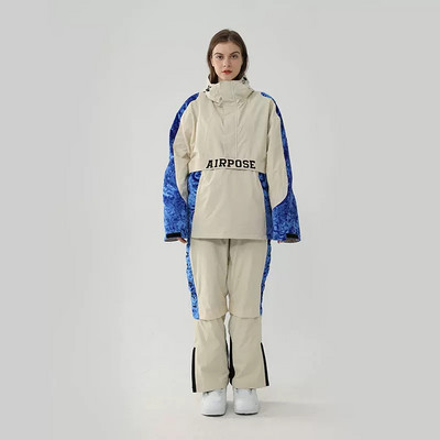 2023 Costum de schi pentru femei Jachetă de snowboard în aer liber caldă pentru bărbați Set de schi cu glugă, rezistent la vânt, impermeabil, pentru zăpadă.