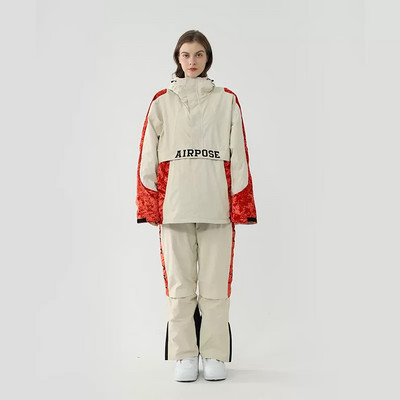 2023 Costum de schi pentru femei Jachetă de snowboard în aer liber caldă pentru bărbați Set de schi cu glugă, rezistent la vânt, impermeabil, pentru zăpadă.