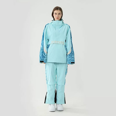 2023 Costum de schi pentru femei Jachetă de snowboard în aer liber caldă pentru bărbați Set de schi cu glugă, rezistent la vânt, impermeabil, pentru zăpadă.