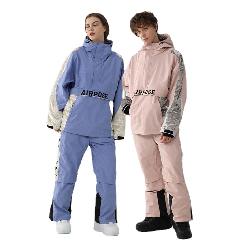 2023 Costum de schi pentru femei Jachetă de snowboard în aer liber caldă pentru bărbați Set de schi cu glugă, rezistent la vânt, impermeabil, pentru zăpadă.