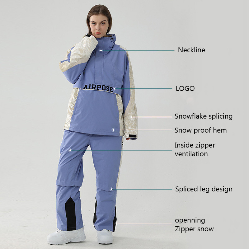 2023 Costum de schi pentru femei Jachetă de snowboard în aer liber caldă pentru bărbați Set de schi cu glugă, rezistent la vânt, impermeabil, pentru zăpadă.