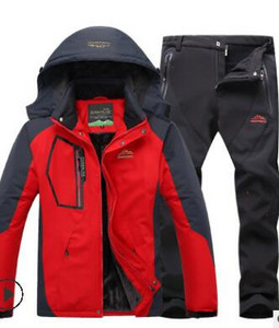 Χειμερινή στολή σκι για άντρες Fleece Ζεστή αντιανεμική αδιάβροχη φόρμα για σκι Σετ Snowboarding Μπουφάν για εξωτερικούς χώρους σκι + Παντελόνι Snowboard Σετ