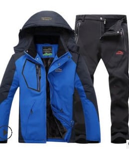 Χειμερινή στολή σκι για άντρες Fleece Ζεστή αντιανεμική αδιάβροχη φόρμα για σκι Σετ Snowboarding Μπουφάν για εξωτερικούς χώρους σκι + Παντελόνι Snowboard Σετ