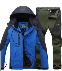 Χειμερινή στολή σκι για άντρες Fleece Ζεστή αντιανεμική αδιάβροχη φόρμα για σκι Σετ Snowboarding Μπουφάν για εξωτερικούς χώρους σκι + Παντελόνι Snowboard Σετ