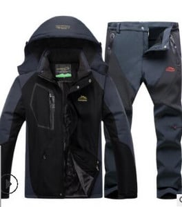 Χειμερινή στολή σκι για άντρες Fleece Ζεστή αντιανεμική αδιάβροχη φόρμα για σκι Σετ Snowboarding Μπουφάν για εξωτερικούς χώρους σκι + Παντελόνι Snowboard Σετ