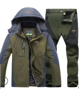 Χειμερινή στολή σκι για άντρες Fleece Ζεστή αντιανεμική αδιάβροχη φόρμα για σκι Σετ Snowboarding Μπουφάν για εξωτερικούς χώρους σκι + Παντελόνι Snowboard Σετ