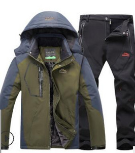 Χειμερινή στολή σκι για άντρες Fleece Ζεστή αντιανεμική αδιάβροχη φόρμα για σκι Σετ Snowboarding Μπουφάν για εξωτερικούς χώρους σκι + Παντελόνι Snowboard Σετ