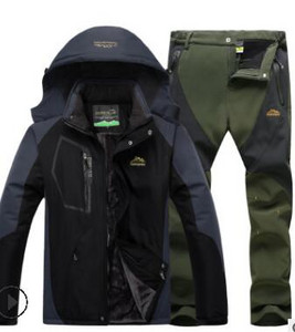 Χειμερινή στολή σκι για άντρες Fleece Ζεστή αντιανεμική αδιάβροχη φόρμα για σκι Σετ Snowboarding Μπουφάν για εξωτερικούς χώρους σκι + Παντελόνι Snowboard Σετ