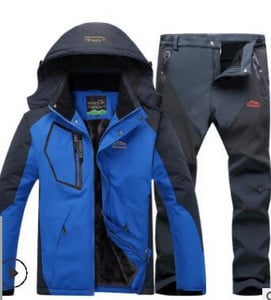 Χειμερινή στολή σκι για άντρες Fleece Ζεστή αντιανεμική αδιάβροχη φόρμα για σκι Σετ Snowboarding Μπουφάν για εξωτερικούς χώρους σκι + Παντελόνι Snowboard Σετ