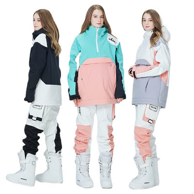 Dámsky lyžiarsky overal 2022 Zimný teplý snowboardový overal Nepremokavý outdoorový odev, bunda + nohavice, športové oblečenie, pánske lyžiarske oblečenie