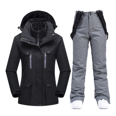 Costum de schi pentru femei, impermeabil, rezistent la vânt, schi și snowboarding, jachetă groasă și caldă, pantaloni, costume de zăpadă pentru femei, îmbrăcăminte în aer liber