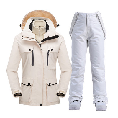 Costum de schi pentru femei, impermeabil, rezistent la vânt, schi și snowboarding, jachetă groasă și caldă, pantaloni, costume de zăpadă pentru femei, îmbrăcăminte în aer liber