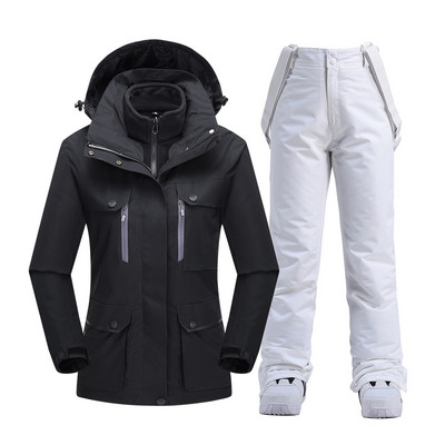 Costum de schi pentru femei, impermeabil, rezistent la vânt, schi și snowboarding, jachetă groasă și caldă, pantaloni, costume de zăpadă pentru femei, îmbrăcăminte în aer liber