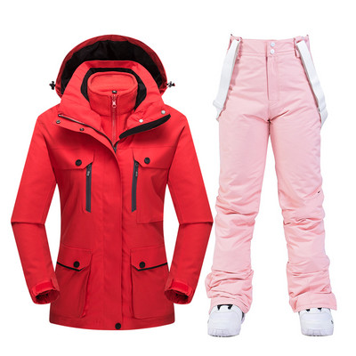 Costum de schi pentru femei, impermeabil, rezistent la vânt, schi și snowboarding, jachetă groasă și caldă, pantaloni, costume de zăpadă pentru femei, îmbrăcăminte în aer liber