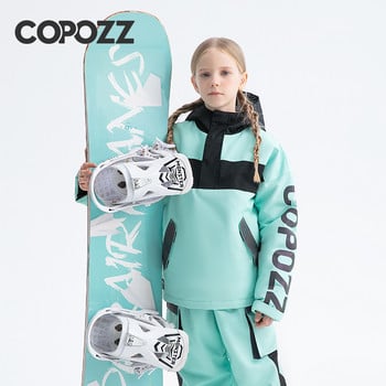 COPOZZ Παιδικά Snowwear Εξωτερικά Αδιάβροχα και Αντιανεμικά Ζεστά Ρούχα Χειμερινή κουκούλα Snowboard Μπουφάν Παντελόνι Σκι Αγόρια και Κορίτσια