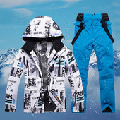 Zimsko skijaško odijelo za muškarce, žene, vjetrootporna, vodootporna skijaška oprema, set jakni za snowboard, muške tople jakne i hlače za snijeg