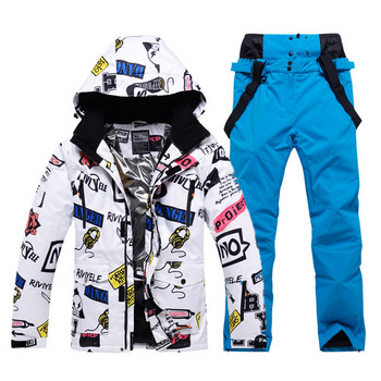 Зимен ски костюм за мъже, жени, ветроустойчива, водоустойчива ски екипировка, комплект якета за сноуборд, мъжки топли якета и панталони за сняг на открито