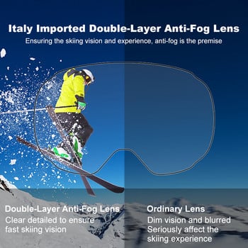 PHMAX Magnetic Snowboard Goggles Double Layers Unisex Skiing Mask Glasses Men Women Winter Anti-Fog Snow Goggles Ски очила