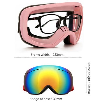 Нови двойни слоеве очила за ски Мъже Дами Голяма ски маска против замъгляване UV400 Защита на очилата Ски зимни очила за сняг Сноуборд