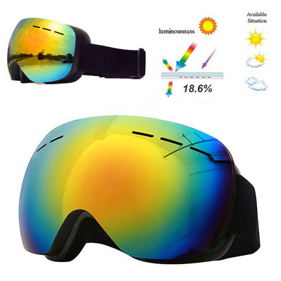 Nauji dvigubo sluoksnio slidinėjimo akiniai vyrams, moterims, didelė slidinėjimo kaukė UV400 akiniai, apsauga nuo slidinėjimo žiemos sniego snieglenčių akiniai