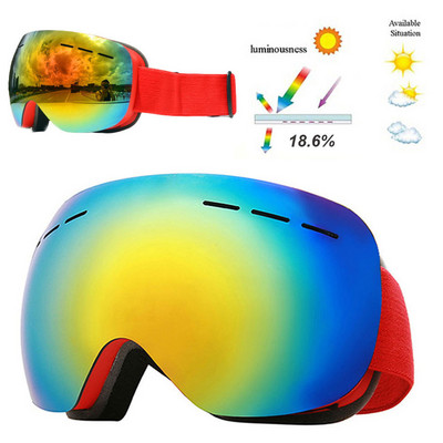 Nauji dvigubo sluoksnio slidinėjimo akiniai vyrams, moterims, didelė slidinėjimo kaukė UV400 akiniai, apsauga nuo slidinėjimo žiemos sniego snieglenčių akiniai