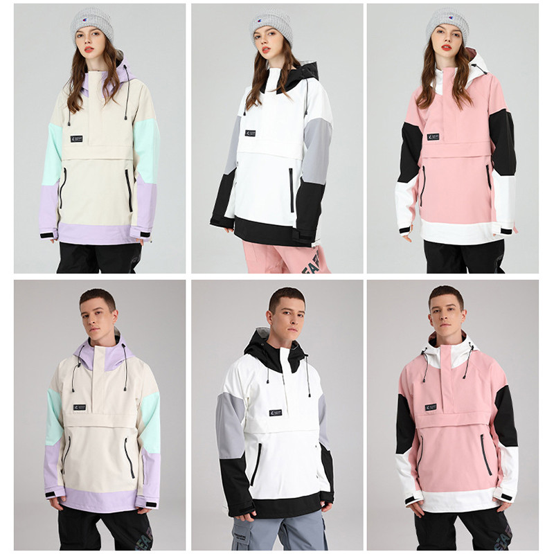 Moteriški sniego paltai su gobtuvu, atsparūs vėjui