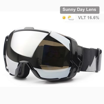 Ски очила UV400 против замъгляване с опции за лещи за слънчев ден и лещи за облачен ден, слънчеви очила за сноуборд Носете върху Rx очила