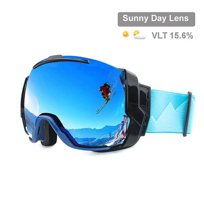 Skijaške naočale UV400 protiv zamagljivanja s opcijama leća za sunčan i oblačan dan, sunčane naočale za snowboard nosite preko Rx naočala