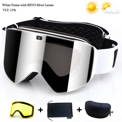 Slidinėjimo akiniai su magnetiniu dvigubo sluoksnio geltonu lęšiu slidinėjimui nuo rasojimo UV400 snieglenčių akiniai Vyriški moteriški slidinėjimo akiniai akinių rinkinys