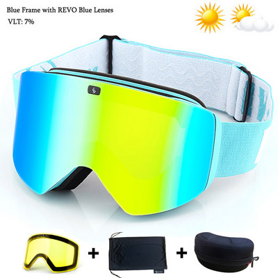 Slidinėjimo akiniai su magnetiniu dvigubo sluoksnio geltonu lęšiu slidinėjimui nuo rasojimo UV400 snieglenčių akiniai Vyriški moteriški slidinėjimo akiniai akinių rinkinys