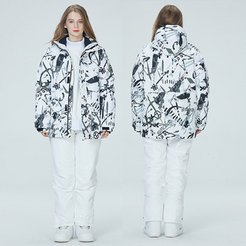 Χειμερινό σούπερ ζεστό κοστούμι σκι ανδρικό γυναικείο αντιανεμικό αδιάβροχο σνόουμπορντ μπουφάν Παντελόνι Ανδρικά κοστούμια χιονιού Ολόσωμες φόρμες συν μέγεθος 3XL
