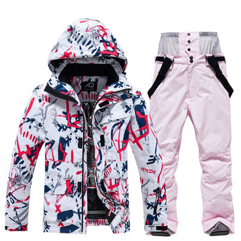 Зимен супер топъл ски костюм Мъжки Дамски Ветроустойчиви Водоустойчиви якета за сноуборд Панталони Мъжки снежни костюми Гащеризони Плюс размер 3XL