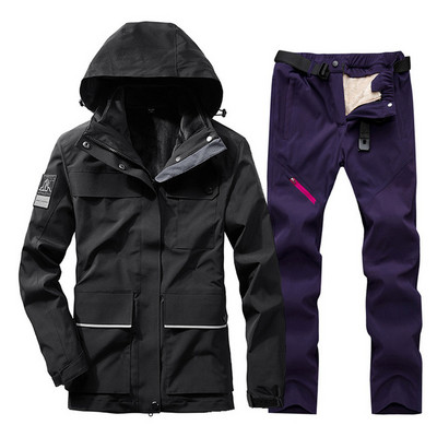 Naujas moteriškas slidinėjimo komplektas Storas šiltas, vandeniui atsparus vėjui atsparus snieglenčių striukė Lauko alpinizmo slidinėjimo kostiumas žieminiai sniego kostiumai