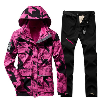 Naujas moteriškas slidinėjimo komplektas Storas šiltas, vandeniui atsparus vėjui atsparus snieglenčių striukė Lauko alpinizmo slidinėjimo kostiumas žieminiai sniego kostiumai