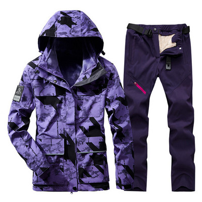 Naujas moteriškas slidinėjimo komplektas Storas šiltas, vandeniui atsparus vėjui atsparus snieglenčių striukė Lauko alpinizmo slidinėjimo kostiumas žieminiai sniego kostiumai
