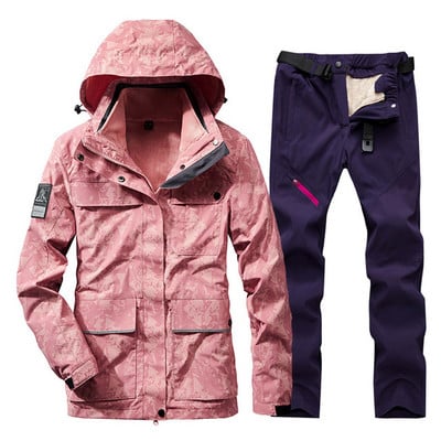 Naujas moteriškas slidinėjimo komplektas Storas šiltas, vandeniui atsparus vėjui atsparus snieglenčių striukė Lauko alpinizmo slidinėjimo kostiumas žieminiai sniego kostiumai