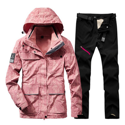 Naujas moteriškas slidinėjimo komplektas Storas šiltas, vandeniui atsparus vėjui atsparus snieglenčių striukė Lauko alpinizmo slidinėjimo kostiumas žieminiai sniego kostiumai