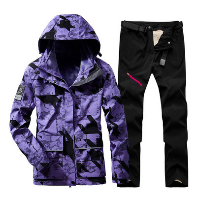 Naujas moteriškas slidinėjimo komplektas Storas šiltas, vandeniui atsparus vėjui atsparus snieglenčių striukė Lauko alpinizmo slidinėjimo kostiumas žieminiai sniego kostiumai