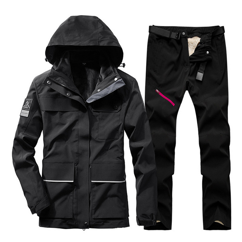 Naujas moteriškas slidinėjimo komplektas Storas šiltas, vandeniui atsparus vėjui atsparus snieglenčių striukė Lauko alpinizmo slidinėjimo kostiumas žieminiai sniego kostiumai