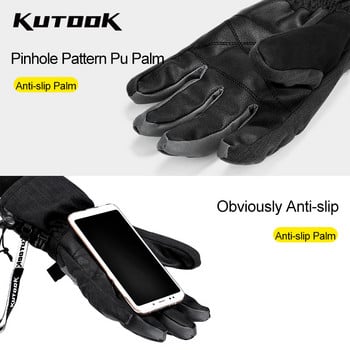 KUTOOK Γάντια Χειμερινού Σκι Snowmobile Μοτοσικλέτα Sports Snowboard Mitten Fleece Αδιάβροχη Θερμαινόμενη αντιολισθητική οθόνη αφής για άνδρες